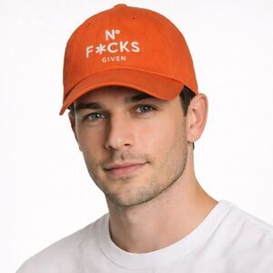 Field Grade Embroidered 'No F*cks Given' Orange Baseball Cap